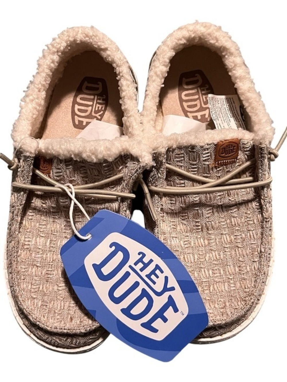 Hey Dude Cozy Knit Slip-On Shoes in Light Beige
